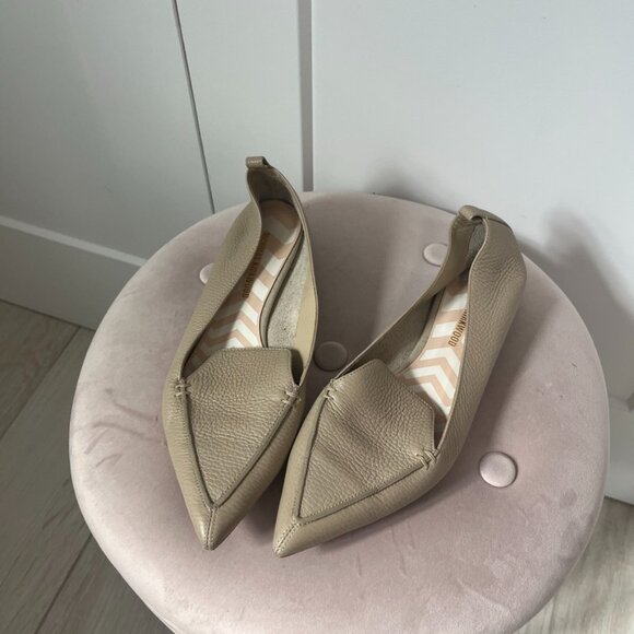 Nicholas Kirkwood Cream Pebbled Leather Flats Size 40.5 - Picture 2 of 8